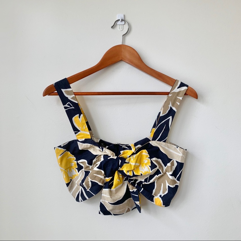ZARA | PRINTED TROPICAL POPLIN BRA TOP TIE SHORT CROP TOP FESTIVAL VACATION